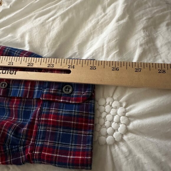 Gap Men's XXL  Blue/Red Plaid Long Sleeve Button-Up Shirt Standard Fit Stretch - Picture 8 of 8
